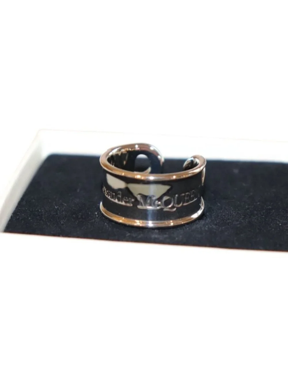 Mcqueen Silvertone Safety Pin Ring - Silver - Size 21/9.5, New